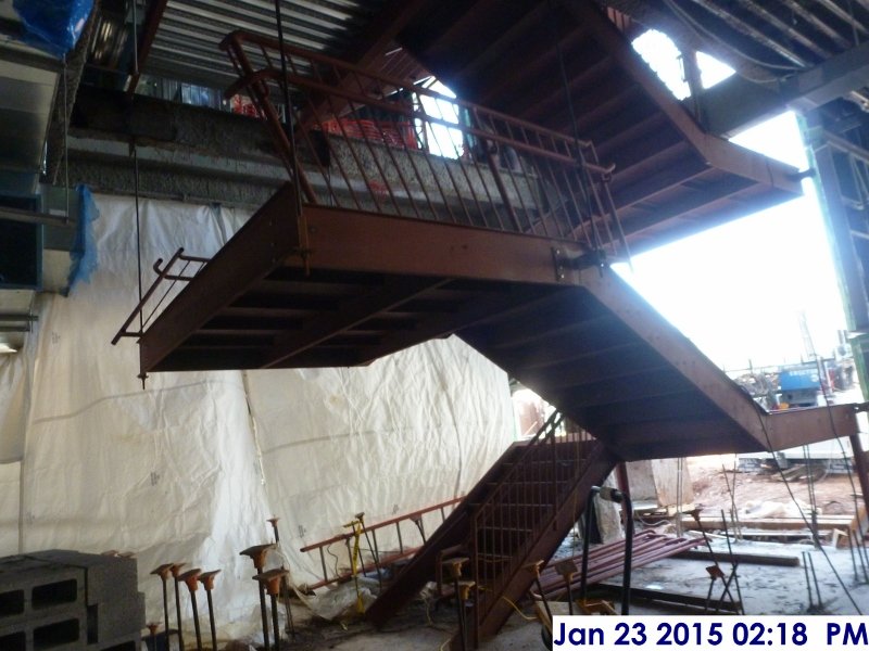 Started installing handrails at Stair -3 Facing West